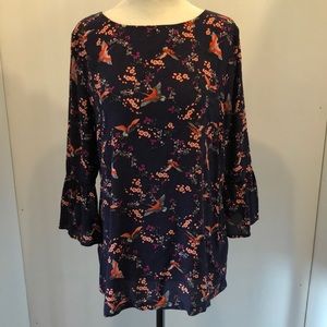 Blue blouse with beautiful sleeves . Sz S